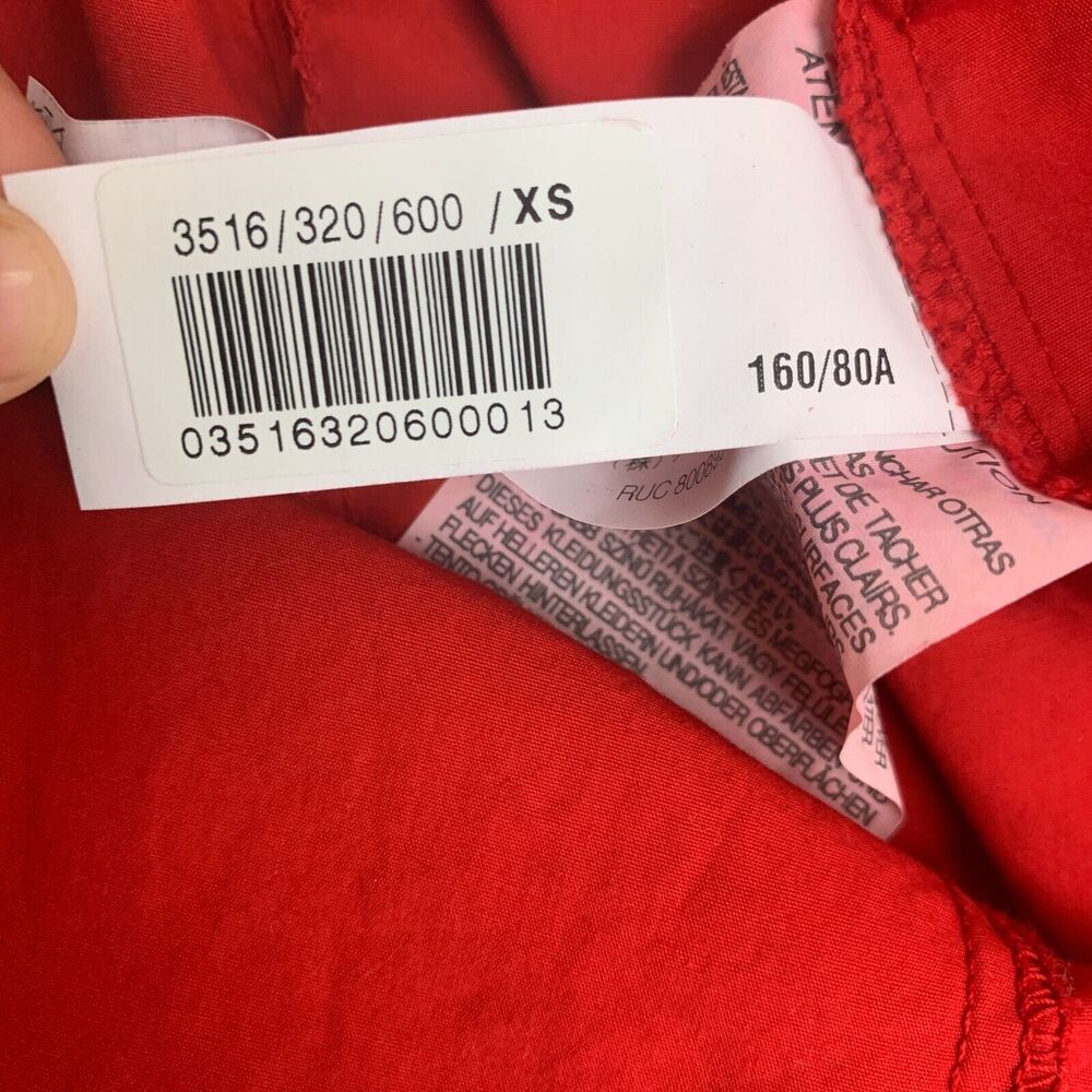 Zara Cut Out Polin Dress Womens XS Extra Small Red Midi Puff Sleeves Cinch Waist - Picture 11 of 16